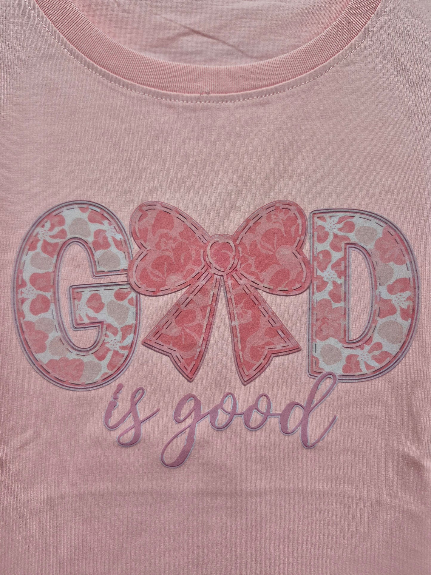 God Is Good - Coquette Bow Graphic Tee – Pastel Pink Christian Faith T-Shirt torontodtf_ca